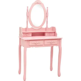 vidaXL Schminktisch-Set mit Hocker Rosa 75x69x140 cm Paulownia-Holz - Rosa
