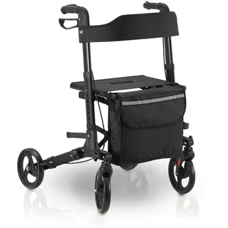 Juskys Aluminium Rollator Vital mit Sitz Rollator Schwarz