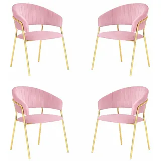 Esszimmerstühle Set Aus 4 Aurelia Mit Rosa Samt Rückenlehne