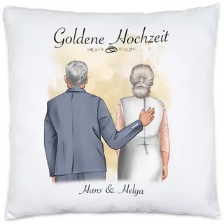 Kiddle-Design Goldene Hochzeit Kissen Personalisiert Goldhochzeit Bild Geschenk Hochzeitstag 50. Hochzeitstag Jubiläum für Paare