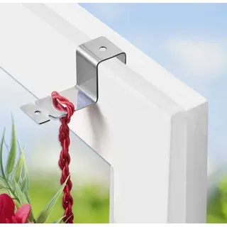 Maximex Fensterhaken 2er Set, für Fensterrahmen bis 1,8 cm geeignet, einfache Dekoration von Fenstern und Türen, kein ankleben nötig