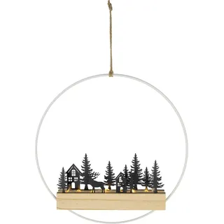 Riffelmacher Dekoring Waldszene mit LED & Timer | Braun Schwarz Weiß | Holz & Metall | Weihnachtsdeko mit Beleuchtung | 13848 Größe: 28 cm - Braun, Schwarz, Weiß