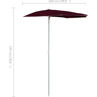 vidaXL Halb-Sonnenschirm 180 x 90 cm Bordeauxrot