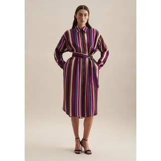 Sommerkleid SEIDENSTICKER "Schwarze Rose", Damen, Gr. M38, Normalgrößen, blau (dunkelblau), 100% Viskose, bedruckt, oversize, Kleider Sommerkleid, Langarm Kragen Druck