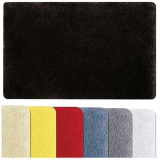 Spirella Badteppich Badvorleger Duschvorleger Fino Supersoft Hochflor waschbar, rutschfest Badematte 50x80 cm – Schwarz