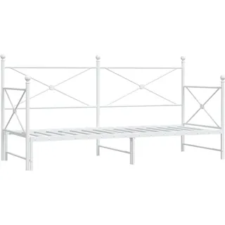 vidaXL Tagesbett Ausziehbar ohne Matratze Weiß 90x200 cm Stahl
