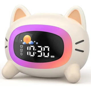 LIORQUE Wecker Kind Lichtwecker Schlaftrainer Nachtlicht Dual Wecker Schlaftraining Soundmaschine Wiederaufladbar