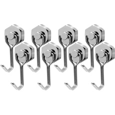 XANAD Magnethaken 8 Stück Silber für Neodym Magnet Haken Edelstahl Magnete Mit Haken Magnetischer Haken für Decke Magnettafel Küche Büro Schließfächer