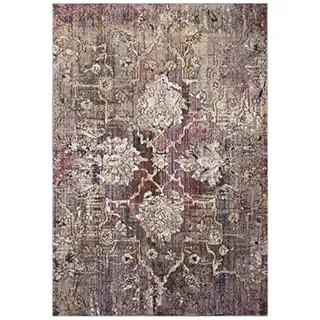 SAFAVIEH Traditionell Teppich für Wohnzimmer, Esszimmer, Schlafzimmer - Bristol Collection, Kurzer Flor, Rosa und Grau, 122 X 183 cm