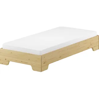 Funktionsbett Bettrahmen 100x190 Pensionsbett, Gästebett mit wählbarem Zubehör V-60.56-10-190Federholzrahmen und Matratze inkl. - Naturbelassen
