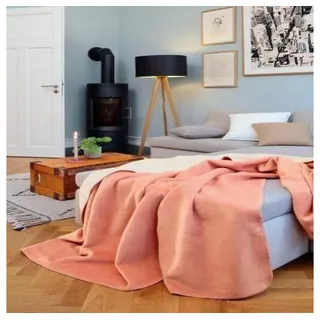 Biederlack Wohndecke Doubleface 150x200 cm | shrimp-ecru - rot