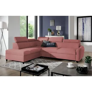 Fun Möbel Ecksofa Schlafsofa Sofa ANTON in Stoff Esito Rosa Ottomane Links - Rosa