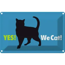 Blechschild 20x30 cm - Yes We cat Katze blau