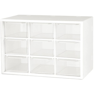 EsLuker.ly Schubladenschrank Plastik 9 Schubladen, Kosmetische Aufbewahrungsbox Klein Schubladenbox Kunststoff Desktop Aufbewahrung Organizer für Kosmetik Schmuck Schreibwaren (Weiß)