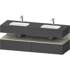 Duravit Qatego Einbauwaschtisch mit Konsolenwaschtischunterbau, 1600x550x600mm, Nische Taupe Supermatt, Doppelwaschtisch, QA4797083, Farbe: Graphit Matt/mit Nischenbeleuchtung