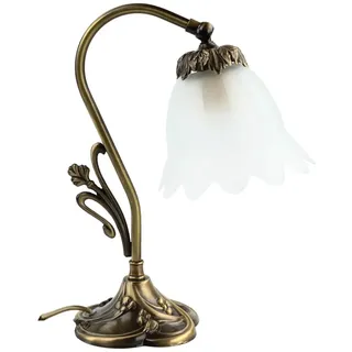Tischlampe Nachttisch Leuchte aus Messing Bronze Floral Jugendstil Schlafzimmer