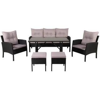 VCM Dining-Loungeset Knock 6-tlg. Grau/Schwarz