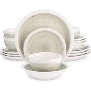 Azzuro Serviesset 32-teilig – Keramik – Essteller, Tiefe & Frühstücksteller – 8 Personen – Beige - Beige