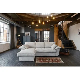 KAWOLA Sofa DAMETO Ecksofa Bettsofa Schlafsofa mit Stauraum Cord weiß Recamiere links