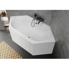 RIHO Kansas Sechseck-Badewanne, PlugPlay-Variante, 2-Sitzer, 190x90x62cm, 180 Liter, weiß, B035008005