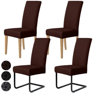 MOLVCE Stuhlhussen 4er Set Jacquard Stretch Stuhlbezug Moderne Universal schwingstuhl hussen esszimmerstühle waschbar Abnehmba für Esszimmer, Hotel, Bankett, Partys Deko, Hochzeit, Braun