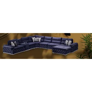 Ecksofa U-Form Chesterfield Sofa Couch Sofas Wohnzimmer Möbel italienischer Stil - Lila