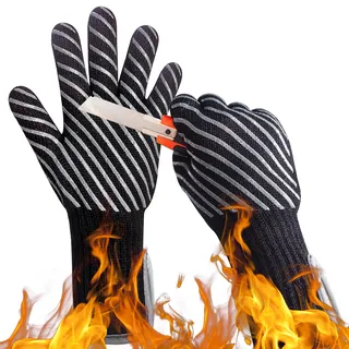 HandLove Aramid Grillhandschuhe Hitzebeständig bis 800°C, Ofenhandschuhe, Feuerfeste Handschuhe, BBQ Handschuhe, Kochhandschuhe, Backhandschuhe, Backofenhandschuhe, Baumwollfutter, 1 Paar, Small