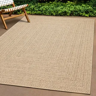 The Living Store Teppich 120x170 cm Jute-Optik Innen und Außen - Braun