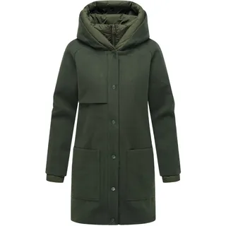 Kurzmantel NAVAHOO "Kurzmantel Flauschwunder 14", Damen, Gr. XL, grün (schwarz olive), Obermaterial: 90% Polyacryl PAN. 8% Viskose CV. 2% Elasthan EL. Obermaterial: Futter: 100% Polyester PES. 100% Polyester PES., Mäntel Kurzmantel