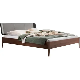 Hasena Bett , Nussbaumfarben, Dunkelgrau , Holz , Nussbaum , massiv , Höhe ca. 22 cm , 140x200 cm , gepolstertes Kopfteil, in verschiedenen Holzarten erhältlich, in verschiedenen Größen erhältlich , Holzmöbel, Holzbetten, Sonstige Holzbetten