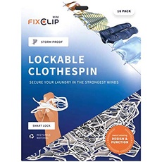 FIXCLIP | Mini-Wäscheklammern | 16 Stück | Starke Wäscheklammern, abschließbar und sturmfest