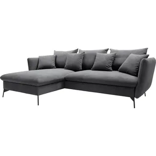 andas Ecksofa »LIVORNO,258 cm, L-Form,« Schlaffunktion u. Bettkasten (139/224cm), Samt, Struktur, Webstoff, schwarz