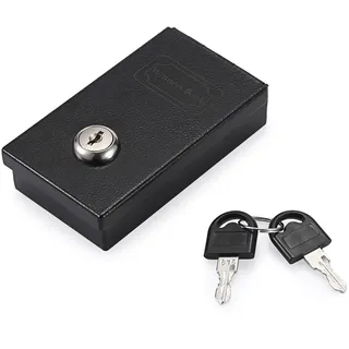 OGANAZI Metall Geldkassette Spardose mit 2 Schlüssel Taschenformat Sparbüchse mit Schloss Klein Sparschwein Wasserdicht Geldbox Tragbar Metalldose für Scheine Münzen abschließbar Schwarz Klappdeckel
