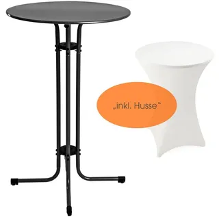 Estexo Stehtisch Bistrotisch Tisch Garten Partytisch Gartentisch Set Ø70 cm inkl. Husse Schwarz