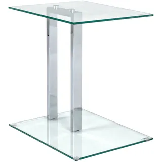 Haku-Möbel HAKU Beistelltisch Chrom Metall Couchtisch Sicherheitsglas 8 mm - Maße: B 45 x H 50 x T 35 cm Style: Modern