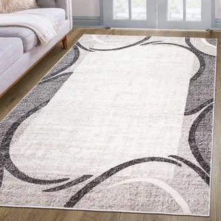 oKu-Tex Teppich | Webteppich | für Wohnzimmer, Flur, Schlafzimmer | Teppichläufer, Brücke | Creme Modern | geometrisches Design | Öko-Tex 100 |Größe 80 x 150 cm, 30171creme080150