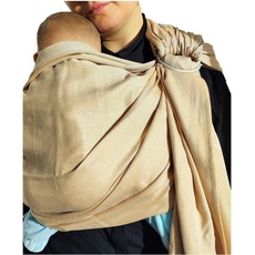 Shabany® - Ring Sling Tragetuch - 100% Bio Baumwolle - Babybauchtrage für Neugeborene Kleinkinder bis 15 KG - inkl. Baby Wrap Carrier Anleitung - sandbraun (soil)