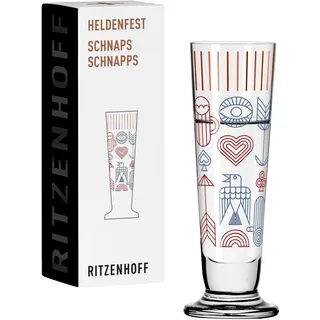 Ritzenhoff & Breker RITZENHOFF 1061015 Schnaps-Glas 40 ml - Serie Heldenfest, Motiv Nr. 15, Shotglas 4 cl rund, mehrfarbig - Made in Germany