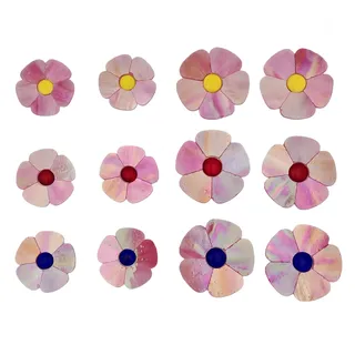 YOZIEMQ Glasblumen-Mosaikfliesen, 12 Stück Buntglas-Blumenmosaik-Stücke für Haus- und Gartendekoration, geeignet für DIY-Handwerke und Kunstprojekte. (Schillerndes Rosa)