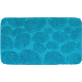 Grund Badematte , Hellblau , Kunststoff , Steine , rechteckig , 50x80 cm , Oeko-Tex® Standard 100 , für Fußbodenheizung geeignet, rutschfest, rutschhemmend, schadstoffgeprüft , Heimtextilien, Badtextilien, Badematten