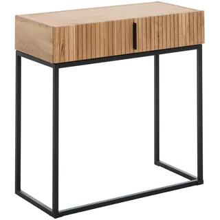 Linea Natura Konsolentisch , Schwarz, Eichefarben , Metall , Eiche , massiv , 1 Schubladen , rechteckig , würfelförmig , 38x80x80 cm , Stauraum, einfacher Aufbau , Kleinmöbel