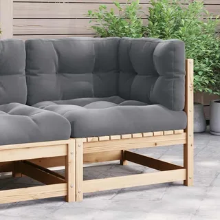 vidaXL Garten-Ecksofa mit Grauen Kissen Massivholz Kiefer - Grau