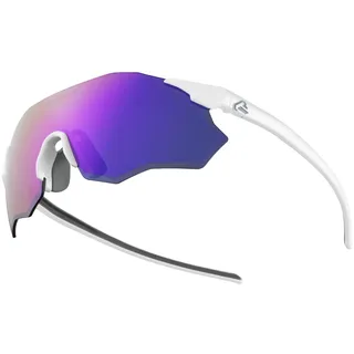 ROCKBROS Sportsonnenbrille Fahrradbrille Rahmenlose Fahrrad und Laufbrille für Outdoor Damen Herren UV400 Weiß lila Polarisierte