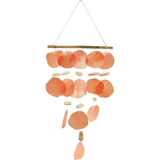 Maritime Hängedeko Capiz Muscheln Treibholz Natur Orange 28x66cm - Orange