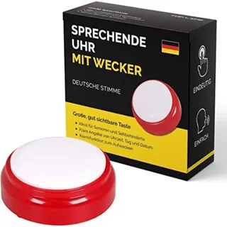 Sprechende Uhr mit Deutscher Stimme für Senioren, Sehbehinderte & Blinde | Wecker mit Sprachfunktion - Laute Lautstärke, 12/24-Stundenformat, große Zahlen, Deutsche Stimme für Senioren & Sehbehinderte