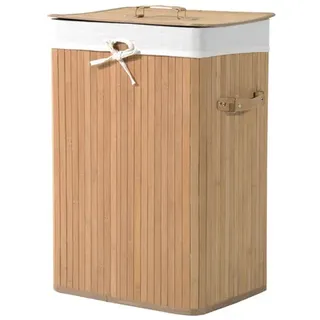 Homcom Wäschekorb mit Deckel 72L Natur 40 x 30 x 60 cm