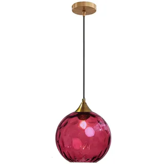 Tropibed Bunt Glaskugel Pendelleuchte, 20cm Wasser-Muster Glas Lampenschirm, Lampenfassung E27 Glas Hängeleuchte Für Küche Schlafzimmer Wohnzimmer Kronleuchter (Rot)
