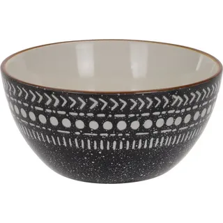 Salatschüssel aus Keramik, schwarz mit Pfeilmuster