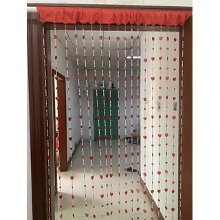 Zidetang Türvorhang mit Acrylperlen, Heimdekoration, Quaste, Raumteiler, Vorhang (100 x 195 cm, Herz-Rot)
