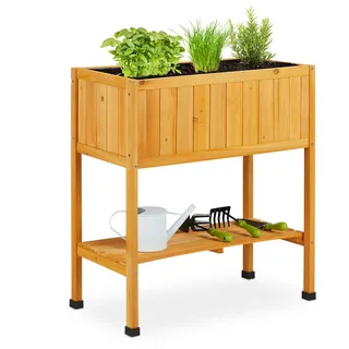 Relaxdays Hochbeet Holz 80,5 x 74 x 38 cm Orange